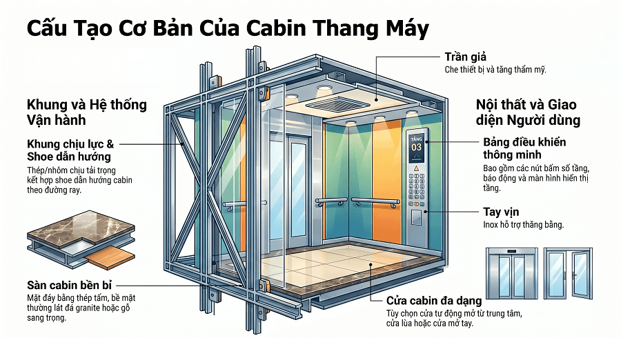 Cấu tạo của cabin thang máy